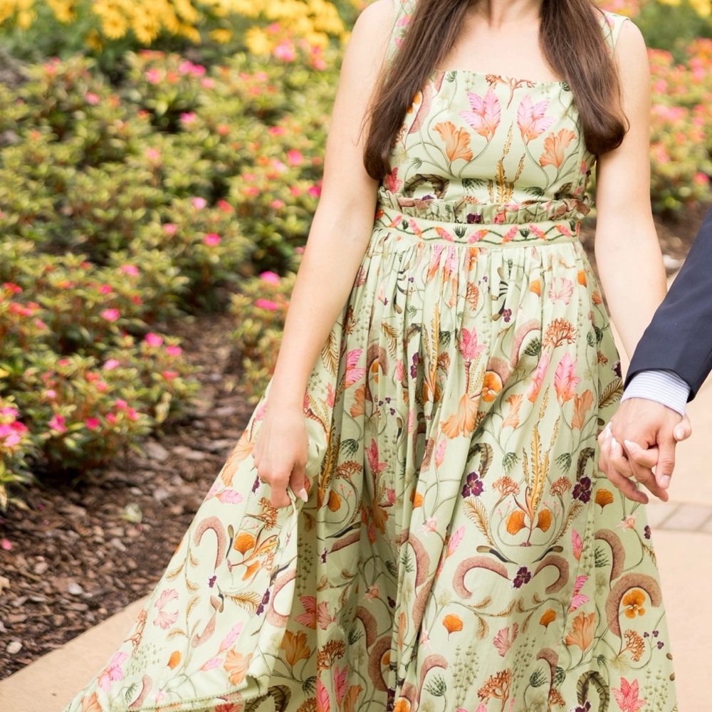 Agua by Agua Bendita Floral Green Midi Dress